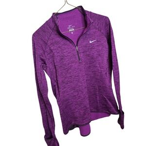 Nike Dri-FIT Element Womens Half Zip Running Top Purple Space Dye Medium